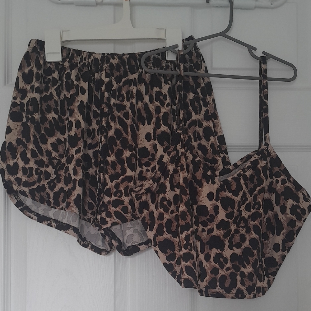 Leopard Print Women's Pj Short Set